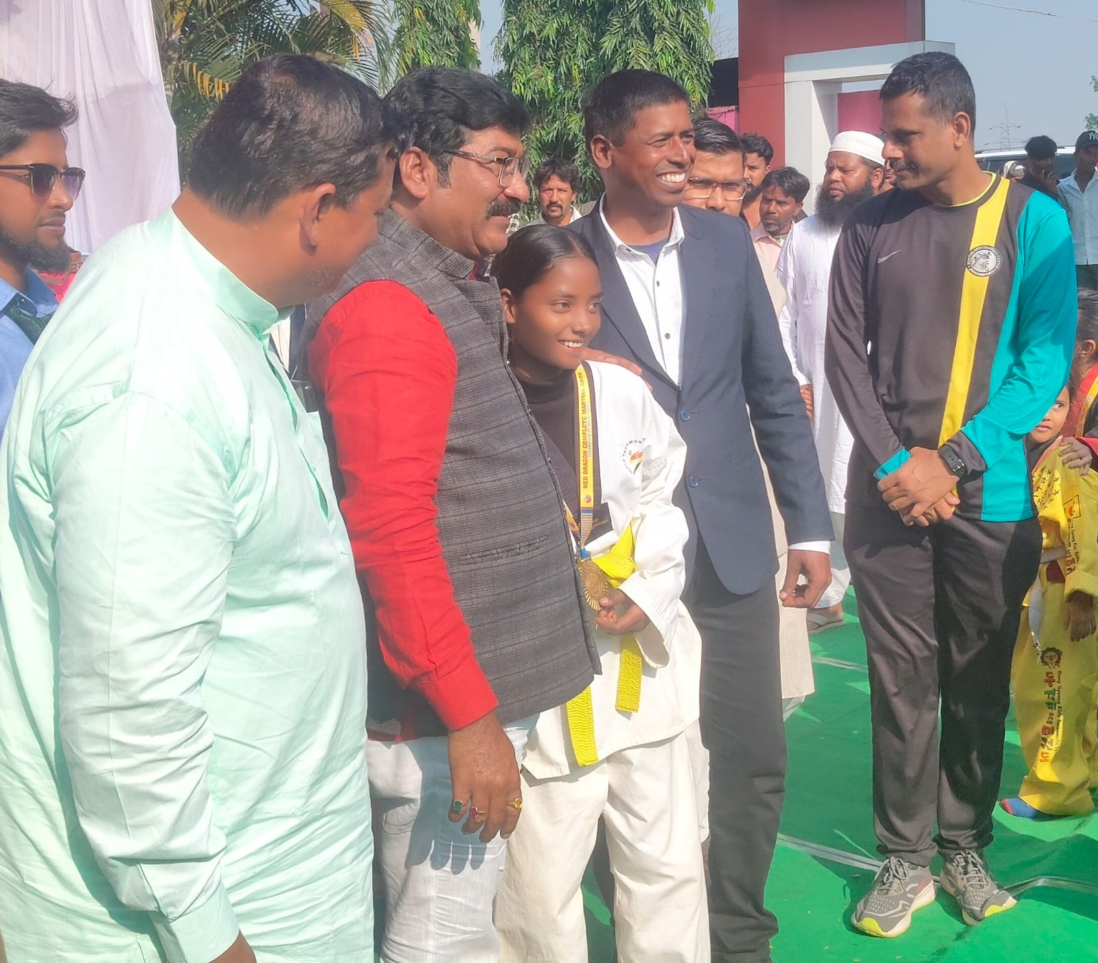 Athlete Felicitation at an Outdoor Event